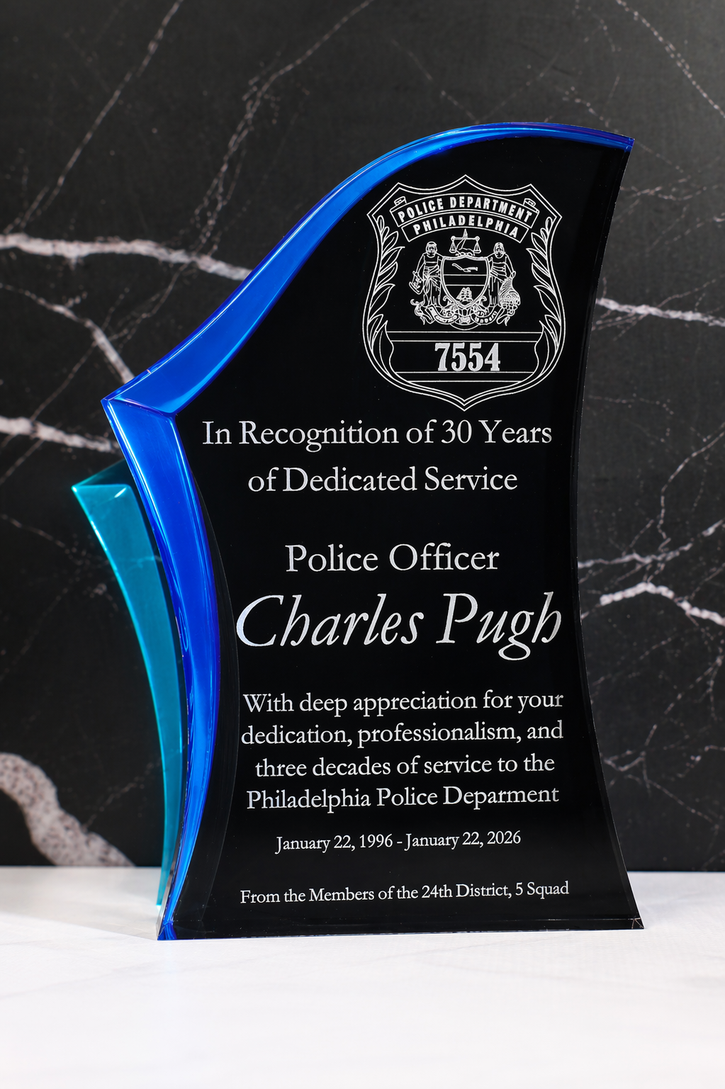 Premier Acrylic Award Plaque | Personalized Recognition, Retirement & Years of Service Gift