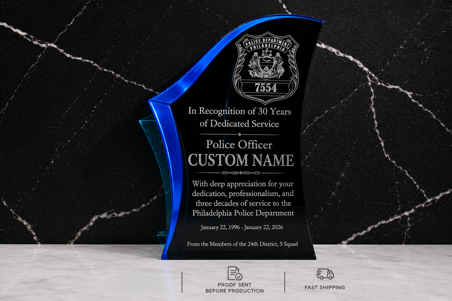 Premier Acrylic Award Plaque | Personalized Recognition, Retirement & Years of Service Gift