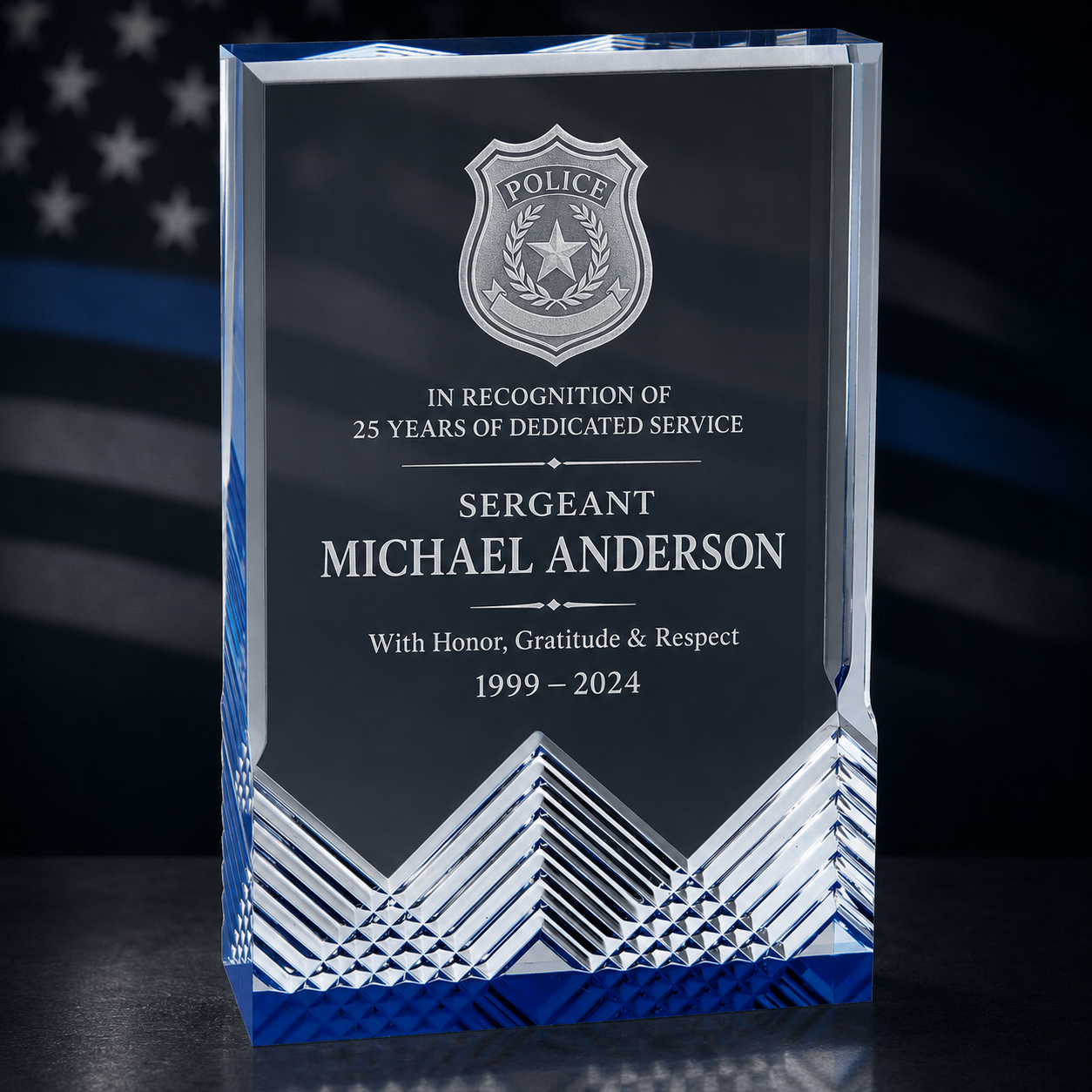 Personalized Police Leadership Award – Apex Mirage Acrylic