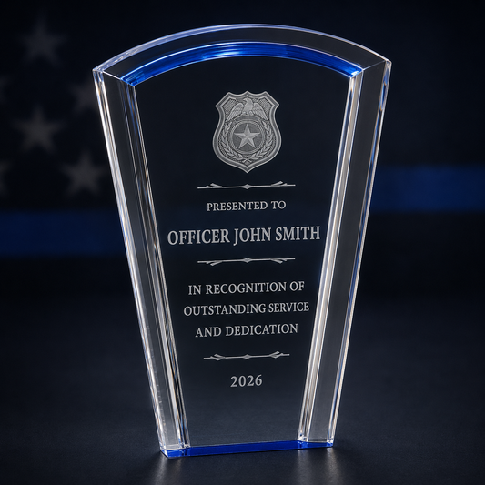 Blue Fan Halo Acrylic-Custom Police, Firefighter & EMT Community Service Award