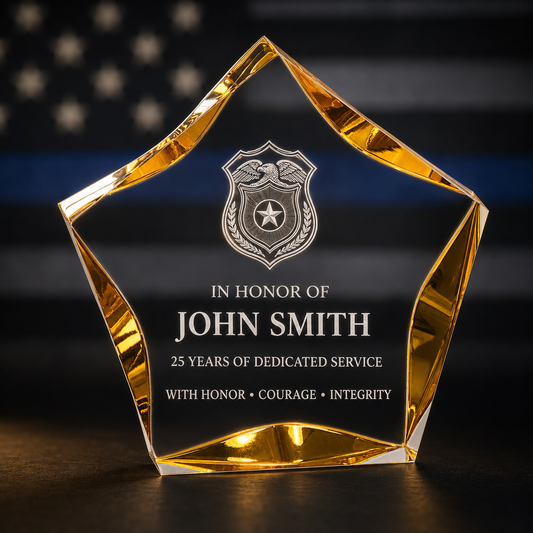 Personalized Gold Star Service Award – Police, Military & First Responder Recognition