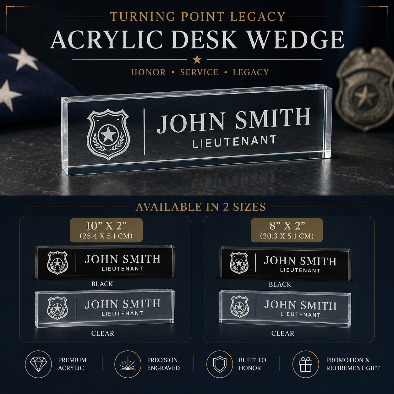 Personalized Police & Military Acrylic Desk Name Plate
