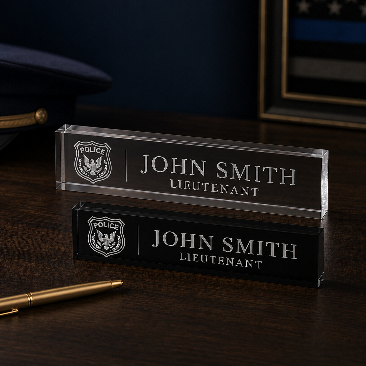 Personalized Police & Military Acrylic Desk Name Plate