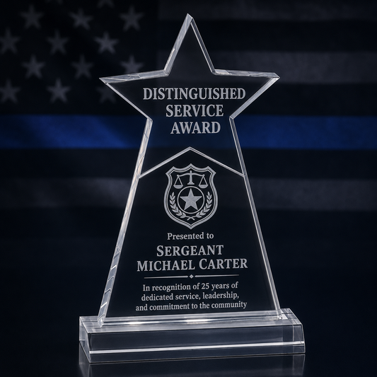 Personalized Police Officer of the Year Award – Star Obelisk Acrylic