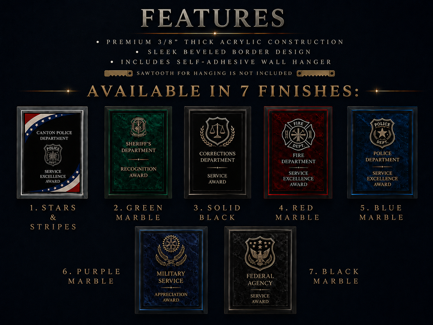 Border Acrylic Recognition Plaque | Custom Retirement, Service & Achievement Award