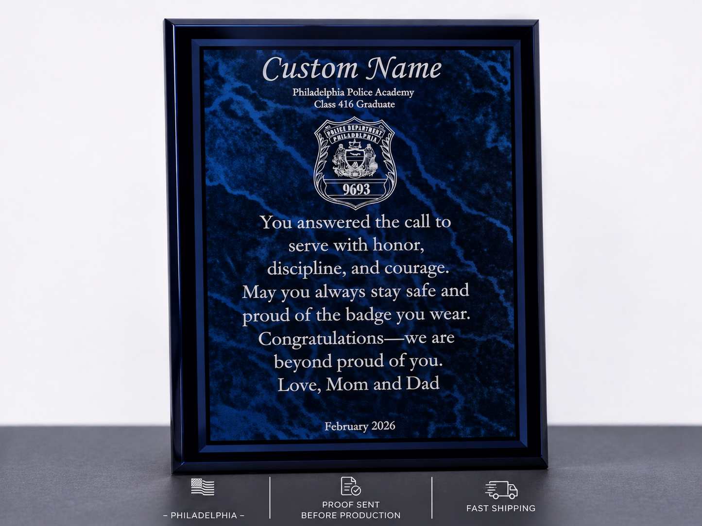 Border Acrylic Recognition Plaque | Custom Retirement, Service & Achievement Award