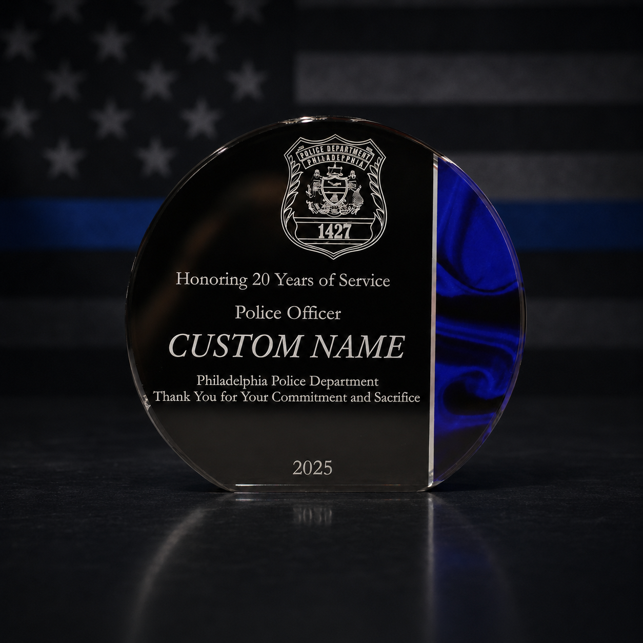Blue Velvet Acrylic Award | Custom Recognition, Promotion & Retirement Gift