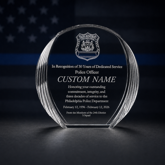 Clear Blue Acrylic Recognition Award | Personalized Employee, Service & Achievement Award