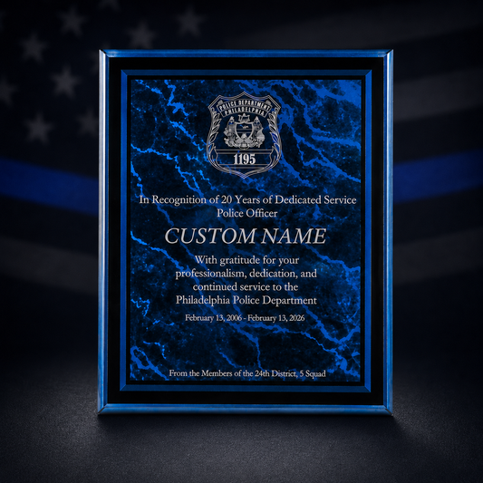 Border Acrylic Recognition Plaque | Custom Retirement, Service & Achievement Award