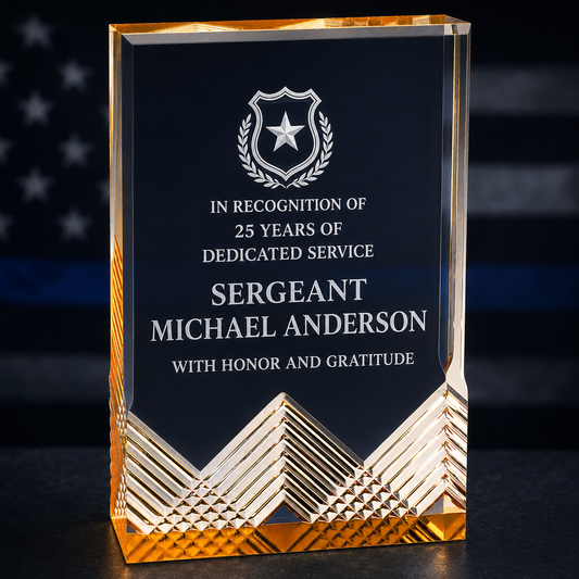 Personalized Police, Military & First Responder Blue Apex Mirage Acrylic Award