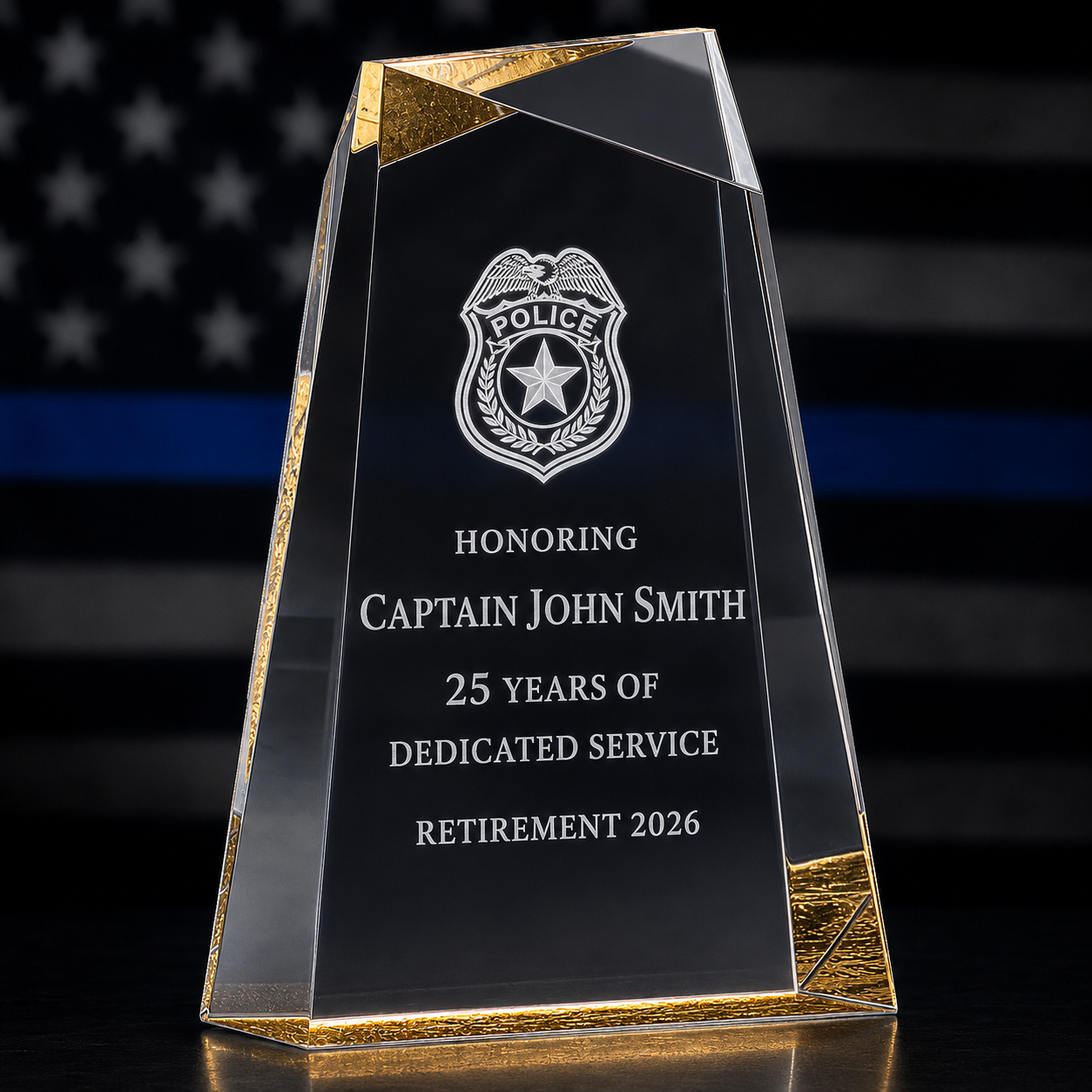Premium Personalized Lifetime Achievement Award – Facet Wedge Acrylic