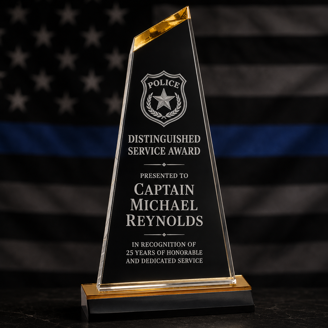 Custom Gold Military Retirement & Veteran Service Award
