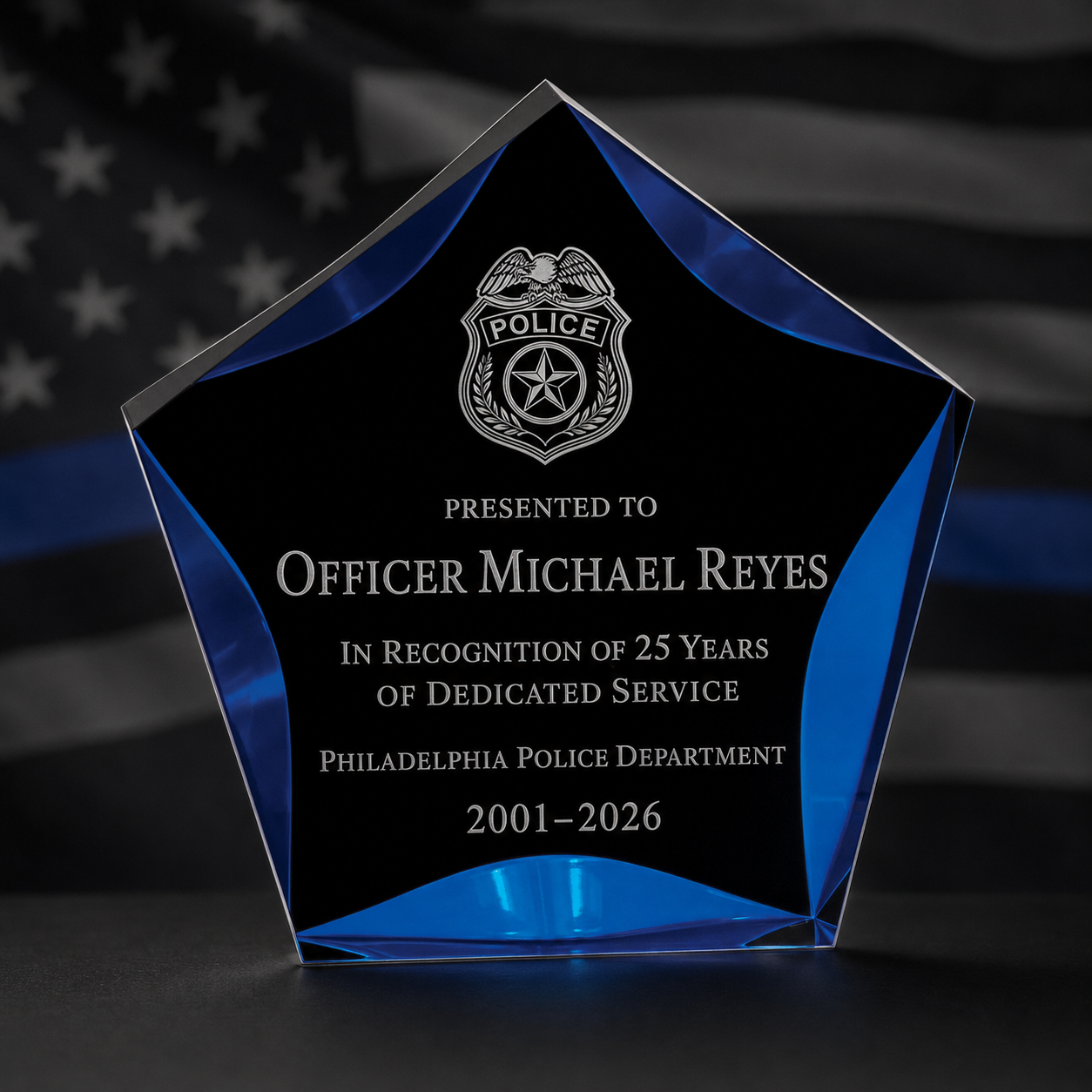 Personalized Law Enforcement Star of Excellence Award – Luminary Star Acrylic