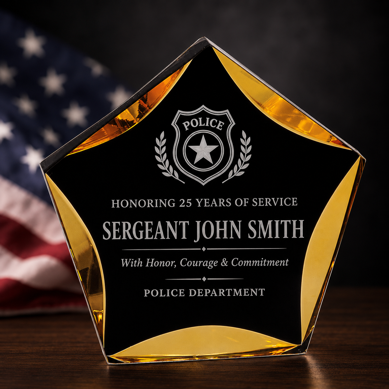Personalized Law Enforcement Star of Excellence Award – Luminary Star Acrylic