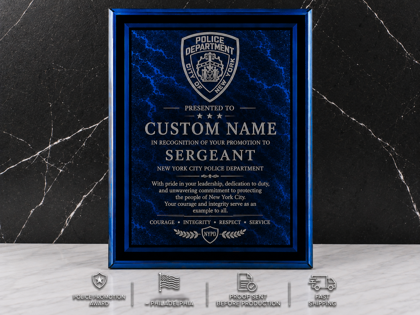Border Acrylic Recognition Plaque | Custom Retirement, Service & Achievement Award