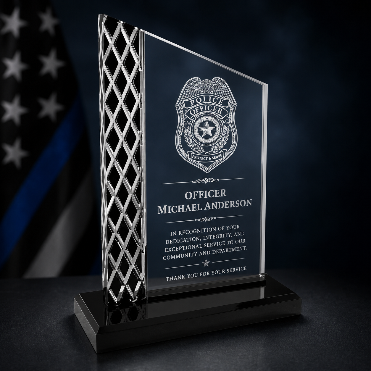 Custom Blue Diamond Police Years of Service Award