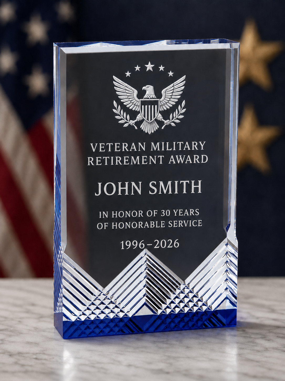 Personalized Police, Military & First Responder Blue Apex Mirage Acrylic Award
